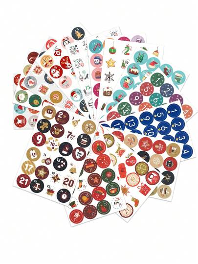 Conjunto de 10 etiquetas autoadesivas para contagem regressiva de Natal, sem resíduos, ideais para presentes de Natal, artesanato, scrapbooking, envelopes, cartões, placas, decoração de festas e muito mais. Perfeito para selar presentes e decorar ambientes de inverno.