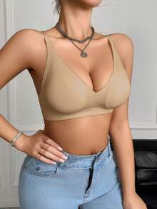 Nude Seamless Women's Bra, Wireless Soft Jelly Gel, Fashionable Ladies Bra, Suitable For Daily Wear All Year Round - Multicolor - View 3