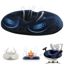 Cojí de Asiento para Oficina en Azul Marino - Espuma Memoria para Hemorroides, Coxis y Cí - Diseño Ergonómico y Transpirable - Azul Marino - Ver 1