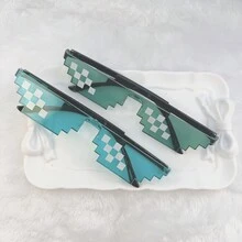 2pcs/Set Mosaic Single & Double Row Decorative Fashion Glasses