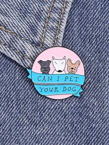 1PC Can I Pet Your Dog Enamel Pins Cartoon Cute Puppy Animal Metal Brooches Clothes Lapel Badge Funny Jewelry Gift For Friends