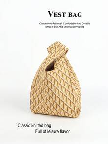 حقيبة تسوق قابلة للطي من الكروشيه خفيفة الوزن وقابلة للتنفس بتصميم كتل اللون المربعة، حقيبة يد كاجوال عصرية للنساء لحمل الهاتف والمستحضرات والكتب، مناسبة للاستخدام اليومي والعطلات والتنقل والتسوق والتصوير والخارج والتخييم والعودة للمدرسة والسفر والعطلات والطلاب