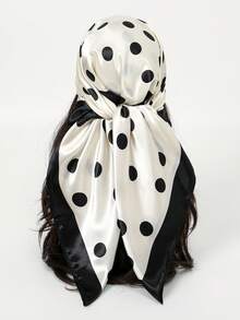 1pc Women's New Fashion Casual Scarf, Polka Dot 90cm Square Scarf, Suitable For Daily Use