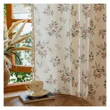 Rose Floral Curtains 84 Inch - Semi Sheer Bohemian Drapes For Bedroom, Aesthetic Rod Pocket Window Treatments, 2 Panels - Boho Living Room Decor - 多色178 - 查看 4