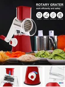 1 Set Rotary Cheese Grater, Kitchen Rotary Shredder With 3 Blades, Vegetable Slicer, Quick Cheese Grater For Vegetables And Nuts - Multicolor - View 5