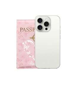Customized Name Mini Passport Holder, Butterfly Love Pattern,Travel Document Organizer And Card Holder,Passport Wallet Women Men Rfid Vintage Business Passport Covers Holder Portable Multi-Function Id Bank Card