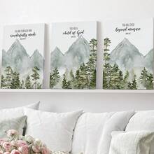 3 Stücke christliche Kinderzimmer Dekoartikel Baby Bibelvers Wandkunst Aquarellprint Bibelvers Muster Natur-Themen Wandkunst Wald Kinderzimmer Dekoration Vintage-Stil Heimdekoration gerahmte Wandkunst Wohnzimmer Dekoration Raumdekoration Heimdekoration
