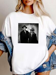 180g pure Cotton Joe Pesci Robert De Niro Legends Actor Fan T Shirt T-Shirt For Women Casual Slightly female streetwear Soft Top For Everyday Wear Stylish women Women Top Graphic Tees graphic designer clothes fashion Comfortable Print Round Neck Short Sleeve Versatile - Blanco - Ver 1