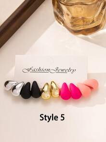 10-50pcs/Set Fashion Dopamine Colorful Water Drop Shaped Earring Sets, Lightweight Material, No Burden, Suitable For Women's Daily Wear