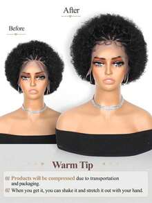 Afro Curly 13x4 Lace Front Wigs 100% Human Hair Braided Lace Wigs Hand-Braided Box Braids With Short Curly Style Daily Wear, REAL Kinky Curly Human Hair Pixie Cut Bob Wigs For Women, 14A Brazilian Virgin Hair Wigs Natural Looking, All Seasons Must-Have, Daily Wear, Party Wigs, Dating, Cosplay, Wedding, Hallowmas, Special Occasion Wigs, Easy To Wear Wigs, 100% Virgin Human Hair Afro Wigs, Natural, Full Lace Curly Wig For Women With Adjustable Strap, Perfect For Natural Curls, Weddings, Parties, Photoshoots, And Office Wear, Natural Afro Curly Wig, Brazilian Hair Wig With Pre-Plucked Hairline, Soft Curls, Adjustable Straps, Ideal For Weddings, Casual Wear, And Everyday Styling, Afro Human Hair Wig With Natural Curly Texture, Full Lace, Adjustable Straps, Soft And Thick Curls – Ideal For Weddings, Photoshoots, Or Casual Daily Wear - 13x4 Lace Front Afro Wigs - View 7
