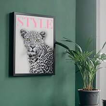 1/3件套无框粉色豹纹扑克牌墙饰，黑白豹纹粉色文字印花，复古动物图案海报，卧室装饰，宿舍必备，派对装饰 | 趣味海报，礼品创意 - 彩色 - 查看 4