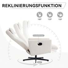 022 Comfortable Relaxing Chair With Reclining Function - Chenille TV Chair With Footrest, Swivel Relaxing Chair And Lounge Chair For Living Room, Modern Sofa, Beige - Beige + Chenille + Foam - View 5