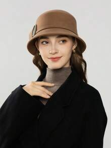 1 peça chapéu de balde de lã com decoração de borboleta, novo, outono/inverno, moderno e elegante, versátil, favorece rostos pequenos, estilo britânico, presente de luxo