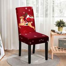 1/2/4/6/100 piezas Fundas para sillas de comedor navideñas, fundas elásticas, extraíbles y lavables para el hogar, hotel, fiesta - Multicolor - Ver 4