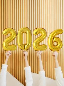 16/32 Zoll 2026 Goldfolie Zahlenballons, 2026 Neujahrsfeier Ballons, Frohes Neues Jahr dekorative Ballons für Neujahrsparty Dekoration, Silvester Party Zubehör, perfekt für Geburtstag, Hochzeit, Jahrestag, Festivalfeier Dekoration, Heimdekoration, Raumdekoration, Innen- und Außendekoration, Frohes Neues Jahr Dekoration