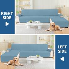 YSTYLE 100% Waterproof 2/3/4 Seater Sofa Cover With Peninsula, Universal Reversible Corner Sofa Cover - Baby Blue - View 4
