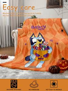 Bluey Pătură de flanel Bluey pentru Halloween, 1 buc. - Prima alegere pentru decorarea camerei, super moale, ușoară, cu imprimeu de desene animate, pentru Halloween sau pentru tratație, perfectă pentru casă, un cadou zilnic, de ziua de naștere pentru prieteni, familie, pentru tine, pătură confortabilă și caldă, decor de toamnă, decor pentru cameră, pentru întoarcerea la școală, rechizite școlare
