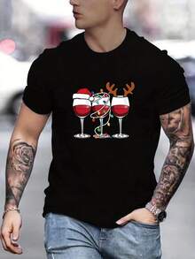 Camiseta Hombre con Estampado - Estampados Creativos de Navidad y Halloween, Sudadera de Ocio Peso Pesado, Equipo de Gimnasio - Negro - Ver 1