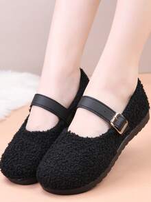 Plush Women's Shoes, Warm Lining, Fashionable Versatile Non-Slip Casual Slip-On Soft Bottom Shoes