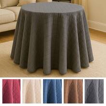 Sanelitex Round Table Skirt | Quilted | Soft Velvet Fabric | Available In 5 Different Colors And Sizes | Timeless Style For Winter | Warmth And Design For The Living And Dining Room | Made In Spain - Xám - Xem 4