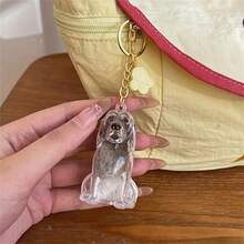 1个宠物品种设计宠物毛发收纳钥匙扣 - 可爱坐姿狗狗（贵宾犬/柴犬/法国斗牛犬等）造型，带链条 - 狗狗主人的理想之选 - 可收纳和保存宠物毛发的钥匙扣纪念品，可挂在钥匙、包包或旅行用品上 - 送给爱狗人士的完美纪念礼物 - 彩色 - 查看 3