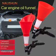 مجموعة ملء زيت محرك السيارة قمع عالمي قابل للتعديل بعرض مشبك قابض من البلاستيك PVC أداة صب الزيت متعددة الوظائف للسيارات