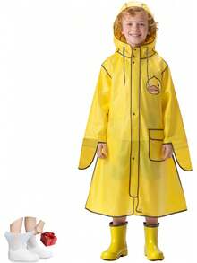 Impermeable para Lluvia,Impermeable para Lluvia Ciclismo de Reutilizable,Kit de Poncho para Lluvia de niño con Botas para Lluvia,para Exteriores,Ciclismo,Excursionismo y Uso Diario - blanco - Ver 1