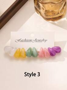 10-50pcs/Set Fashion Dopamine Colorful Water Drop Shaped Earring Sets, Lightweight Material, No Burden, Suitable For Women's Daily Wear