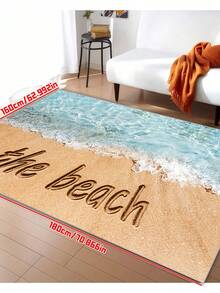 1 buc Covoraș de baie cu design literă de plajă din seria Ocean, Covoraș de baie, Covoraș de podea pentru baie, Covoraș de intrare, Preș de intrare, Covoraș de picior pentru baie, Covor decorativ
