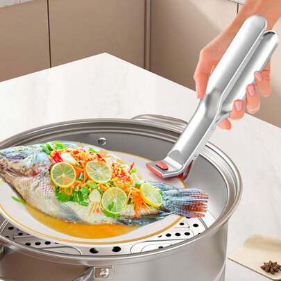 1 pieza de clip antescaldadura de acero inoxidable, clip para tomar tazones de cocina, clip para alimentos al vapor, clip antescaldadura para platos, clip resistente a altas temperaturas para bandeja del horno, clip para placa de cocina eléctrica, pinzas de cocina, utensilios de cocina, pinzas de cocina