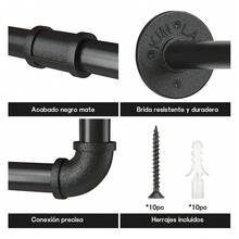 MEFENY 1 pieza de estante de exhibición de pared de armario de hierro negro de 185 cm montado en la pared con varilla de suspensión de ropa,Perchero Industrial de Pared,tubos Para Colgar Ropa lavanderia ,Estante de Ropa, Barra Multiusos de Ropa Desmontable, Ahorrar Espacio, Adecuado para Balcones, Recibidores, Baños, Dormitorios Estante de Metal Negro para Dormitorio, Lavandería y Tienda de Ropa de tubería industrial resistente para uso multifuncional en tiendas de ropa - Negro - Ver 10