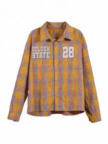 ANDREILEE Retro Yellow Plaid Long Sleeve Shirt, Unisex Autumn Early Fall Casual Cardigan Outerwear - Yellow - View 2