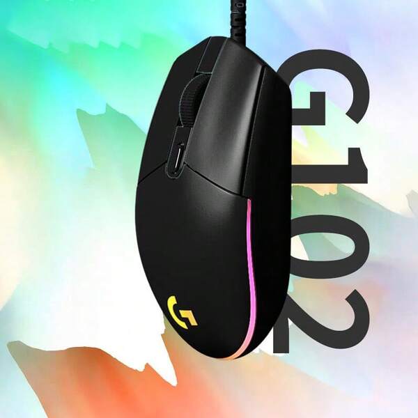 Logitech G102 Wired Gaming Mouse, Mechanical Feel RGB Lighting, Lightweight & Portable, Comfortable Grip, Classic Design, Suitable For Small To Medium Hands, Black