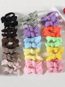 30 Pcs Girls Cute Bow Hair Ties, Colorful Elastic Bowknot Ponytail Holder Hair Accessories Set For Holiday Parties And Daily Use - Multicolor - View 8