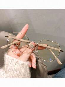 1/2pcs Round Face Flattering Computer/Tablet Monitor Glasses, Solid Color Frame, Suitable For Computer Reading, Gaming, TV, Smartphone, Eyeglasses, Women Accessories - Multicolor - View 14