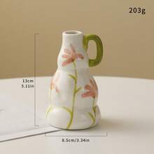 Jarrón de flores pequeño de cerámica vintage, decoración de estilo campestre, jarrón decorativo para el hogar, adecuado para cocina, dormitorio, oficina, sala de estar, baño y centro de mesa en estanterías y mesa de comedor (estilo creativo retro)