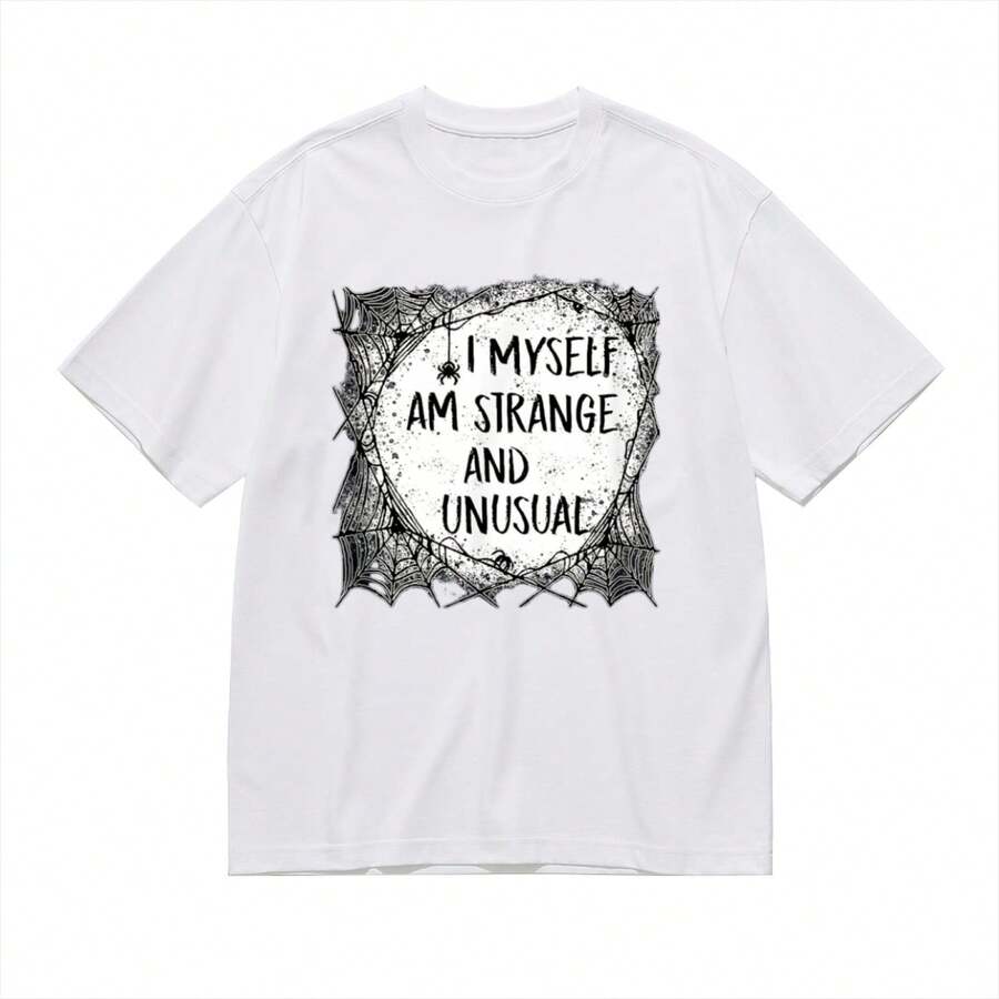 Camiseta de Halloween Espeluznante | Estampado Único y Raro, Tema años 80 y 90 | Para Hombre y Mujer, 220g de Algodón, Negro/Blanco - Blanco - Ver 1