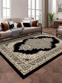 1pc Style Vintage Distressed Red Polyester Rectangular Low-Maintenance Area Rug, Suitable For Hallways, Bedside, Living Room, Bedroom Home Decor