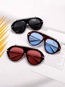 1pc Large Frame Elliptical Metal Legs Women's Fashion Glasses Tortoise Color Women's Glasses Four Seasons Vacation Beach Accessories Daily Leisure Versatile Glasses Clothing Wear Matching Accessories Glasses