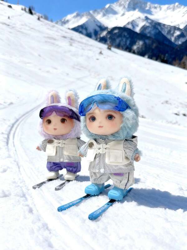 1 طقم لسلسلة البيضاء والدمية التزلج الرائعة، مع تصميم حذاء التزلج 4 قطع، تشمل الملابس والبنطلون والنظارات - مثالي للديكور اليومي، هالوين، عيد الميلاد، حفلة عيد الحب، يمكن استخدامها كهدايا للأعياد أو أعياد الميلاد (باستثناء الدمى).