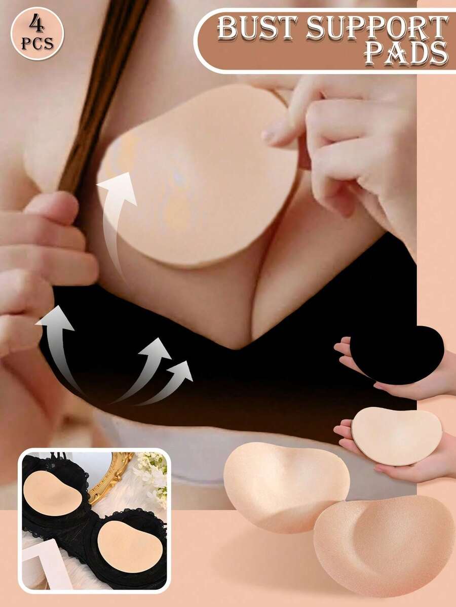 2/4 Stücke Schwarz-Aprikose Büstenhalter Polster, Länge 11 cm, Breite 8 cm, klebende BH Einsätze zum Anheben, wasserdicht für Sport, Bademode, Bikinis, Kleider