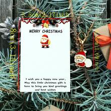 5个圣诞钥匙扣，包含圣诞老人、圣诞树、花环、拐杖糖、雪人等经典圣诞元素。卡片上印有“圣诞快乐”字样以及祝福语“祝您新年快乐，愿这份小小的圣诞礼物为您带来美好的问候和祝福”，适合作为圣诞节和新年礼物，传递节日祝福。也可作为包包挂饰、汽车饰品、教师礼物、朋友礼物或姐妹礼物。 - 彩色 - 查看 2