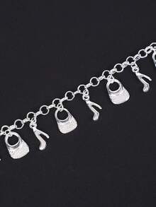 1pc Fashion High Heels Bag Pendant Bracelet Personalized Style Metal Silver Women's Pendant Bracelet Is Suitable For Party And Party Daily Wear And Gifts