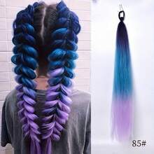 26-Inch Synthetic Wig Purple Ponytail Extension With Elastic Tie Straight Sleek Wrap Around Braid Ponytail Heat-Resistant Wig - Multicolor - View 13