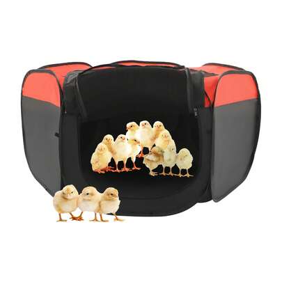 YUNRUX Foldable Brooder Box For Chick, Portable Chick Playpen Cage, Foldable Chick Cage