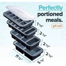 Silicone Freezer Molds Set With 2 Tbsp, 12, 1, And 2 Cup Silicone Freezer Trays With Lids - Meal Prep And Kitchen Essentials Bundle - Aqua - Than - Xem 3