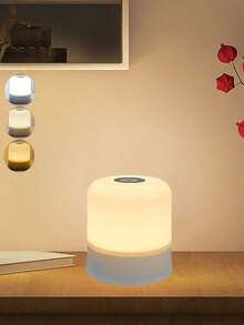 1pc Touch Sensor Bedside Lamp, Dimmable, RGB Multi-Color, With Remote Control/3 Color Lighting, Rechargeable Desk Lamp, Suitable For Home Bedroom, Nursery, Nursing Room - Multicolor - View 2