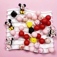 34/49pcs 3D Mickey, Stitch, Silicone Beads, Vibrant Colors, Flexible, Suitable For Crafts, Keychains, Pen Accessories, Christmas, Halloween, Autumn Home Decor