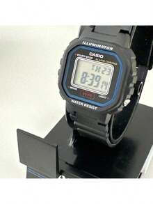 Casio 系列女士电子手表，黑色表壳黑色表带，LED夜光腕表，时尚配饰，品牌礼品，适合学生、日常休闲、运动健身、通勤等多种场合，多功能电子手表，秒表，闹钟，日历，电池续航时间长，树脂表带，轻巧便携，时尚女士电子手表，小巧黑色手表，LA-20WH-1C - 黑色 - 查看 2