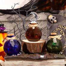 Potion Bottles Halloween Decoration, Set Of 4 Glass Potion Bottles With Corks And 10 Halloween Bottle Labels, Halloween Tiered Tray Decor, Halloween Decorations Indoor